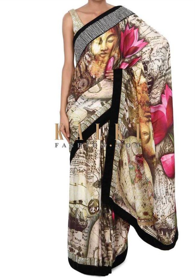 Vibrate Colorful-Printed Sarees-Sari Design for Girls-Women by New Kalki Fashion-4